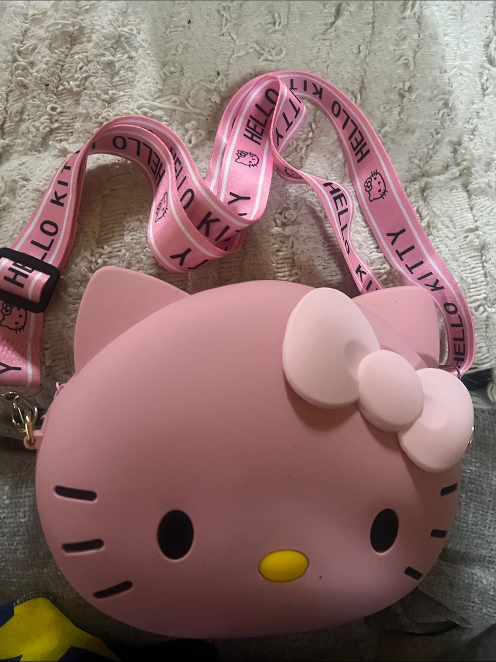 Hello Kitty Pink Silicone Kids Crossbody Purse with Logo Strap
